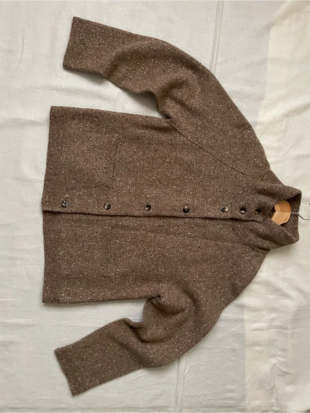 Eileen Fisher Heather Brown Knit Button-Front Wool blend cardigan